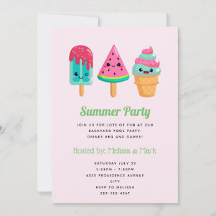 Invitation Yummy Ice Cream Trio Summer Vibe Party