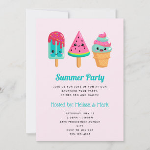 Invitation Yummy Ice Cream Trio Summer Vibe Party