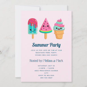 Invitation Yummy Ice Cream Trio Summer Vibe Party