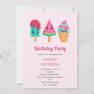 Invitation Yummy Ice Cream Trio Vibe été Anniversaire