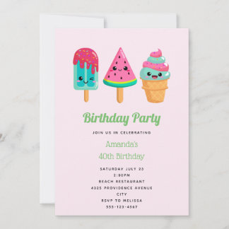 Invitation Yummy Ice Cream Trio Vibe été Anniversaire