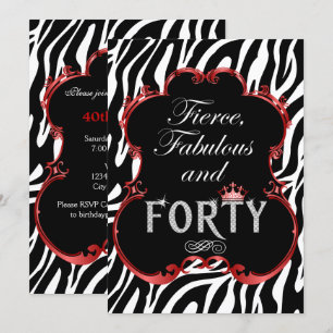Invitation Zebra 40 et Fabulous Bling Anniversaire