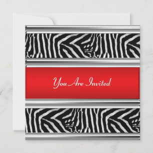 Invitation Zebra and Red Birthday Party