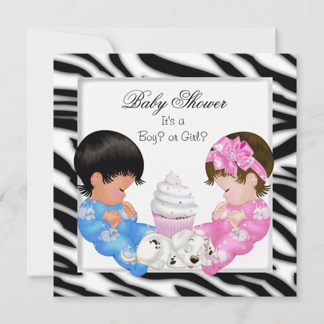 Invitation Zebra Baby shower Sexe Révéler les couples (Devant)