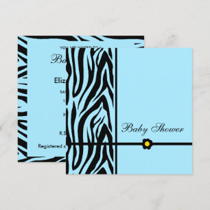 Invitation Zebra Blue Baby shower Boy