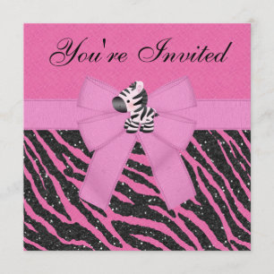 Invitation Zebra, Cupcakes Roses et Parties scintillant Poste
