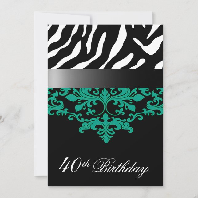 Invitation Zebra Damask Fabulous à la fête d'anniversaire de  (Devant)