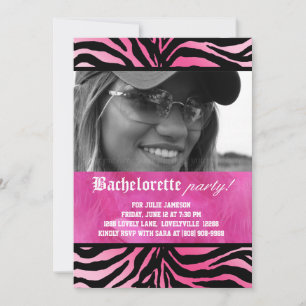 Invitation Zebra Feather Bachelorette Party rose