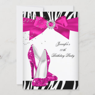 Invitation Zebra Hot Rose High talon Chaussure Noir Anniversa