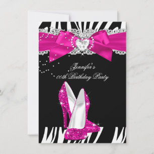 Invitation Zebra Hot Rose High Talon Chaussure Noir Anniversa
