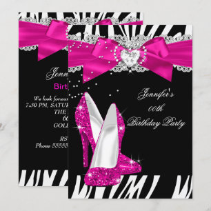 Invitation Zebra Hot Rose High Talon Chaussure Noir Anniversa