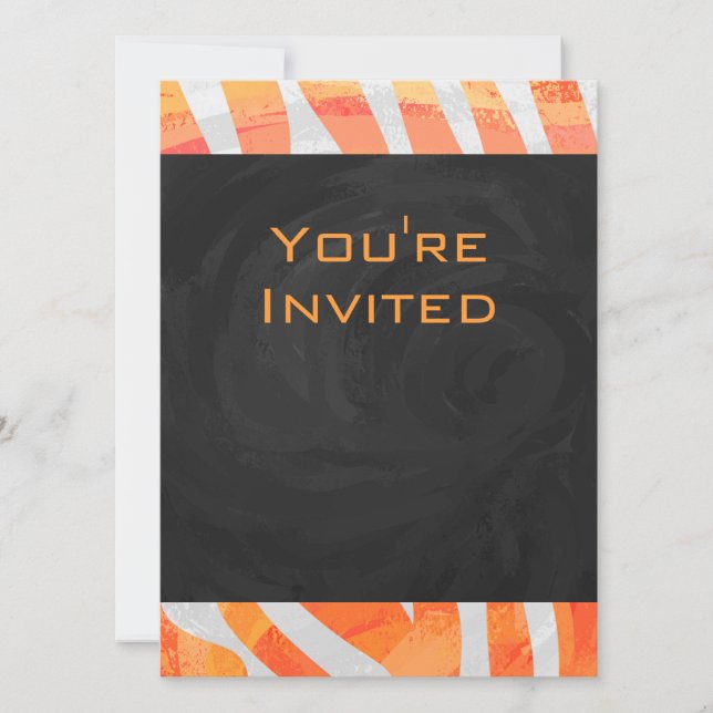 Invitation Zebra Monogram orange et blanc (Devant)