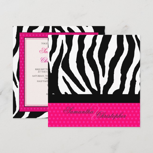 INVITATION ZEBRA+POIS CHAUDS DO-IT-YOURSELF COULEURS (Devant / Derrière)