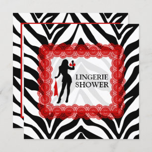 Invitation Zebra Print et Red Lace Lingerie Douche