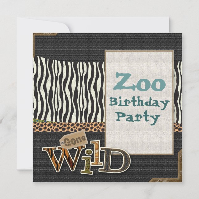 Invitation Zebra print Safari Zoo Anniversaire Fête Invitatio (Devant)