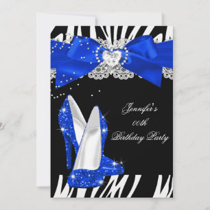 Invitation Zebra Royal Blue Parties scintillant haute chaussu