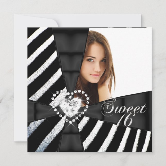 Invitation Zebra Sweet 16 Seize Anniversaire Photo (Devant)