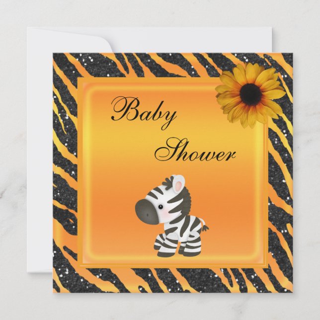 Invitation Zèbre, baby shower de parties scintillantes de (Devant)