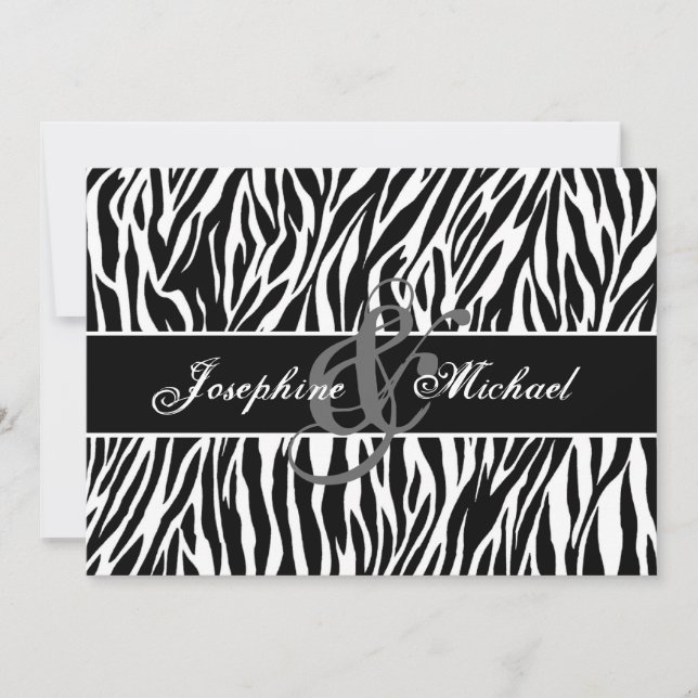 Invitation Zèbre noir et blanc Mariage personnalisé (Devant)