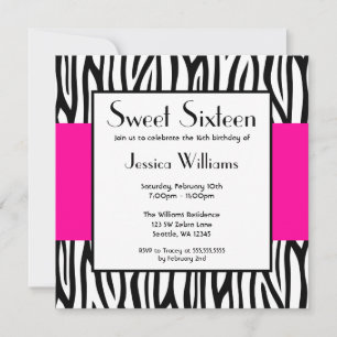 Invitation Zèbre rose chaud moderne sucré 16