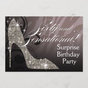 Invitation Zèbre stylet 60 de parties scintillantes et