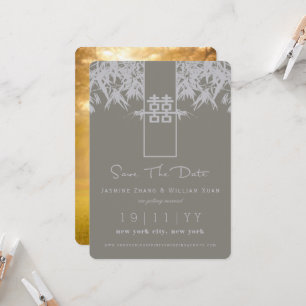 Invitation Zen Bamboo Double Bonheur Chinois Sauver La Date