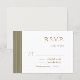 Invitation Zen olivier or blanc subtil rayures mariage RSVP