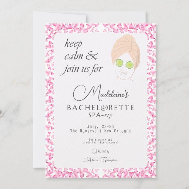 Invitation Zen Pool & Spa Week-end Getaway Bachelorette Party (Devant)