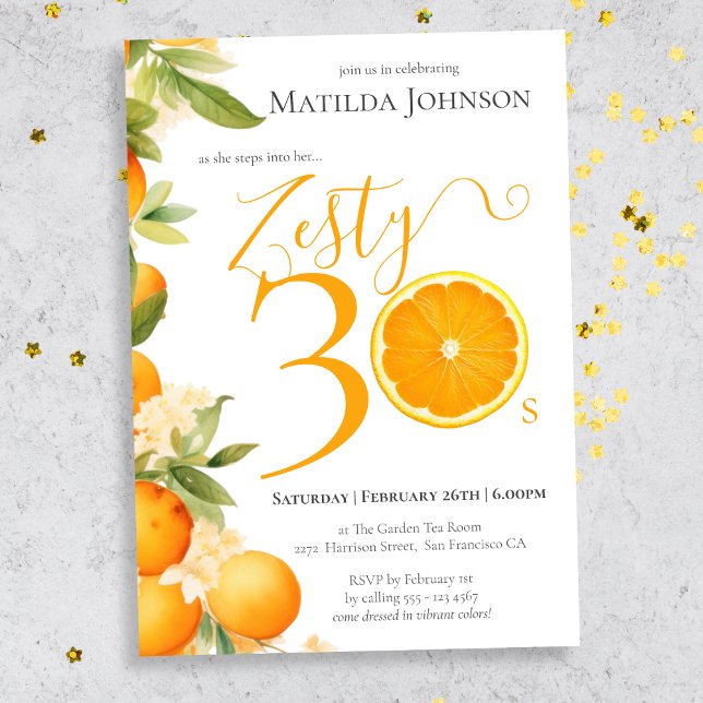Invitation Zesty Orange Fun 30e anniversaire fête (Mockup View)
