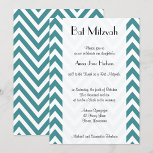 Invitation Zigzag bleu, Chevron bleu, Zigzag, Bat mitzvah