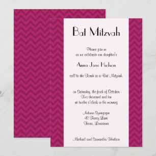 Invitation Zigzag rose, Chevron rose, Bat mitzvah
