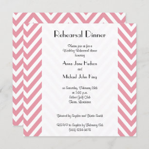 Invitation Zigzag Rose, Chevron Rose, Dîner De Répétition