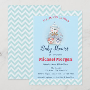 Invitation Zigzag, Sailor, Ahoy C'est un Baby shower GARÇON