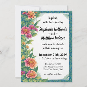Invitation Zinnias Symboles d'endurance, d'affection et de vi