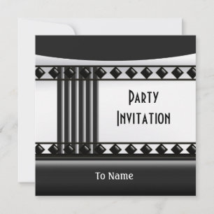 Invitation Zizzago Noir Blanc Art Déco