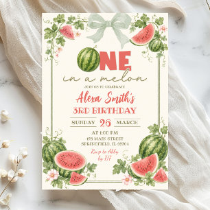 Invitation ZLC11 Vert Sauge Floral Pastèque Un dans un Melon
