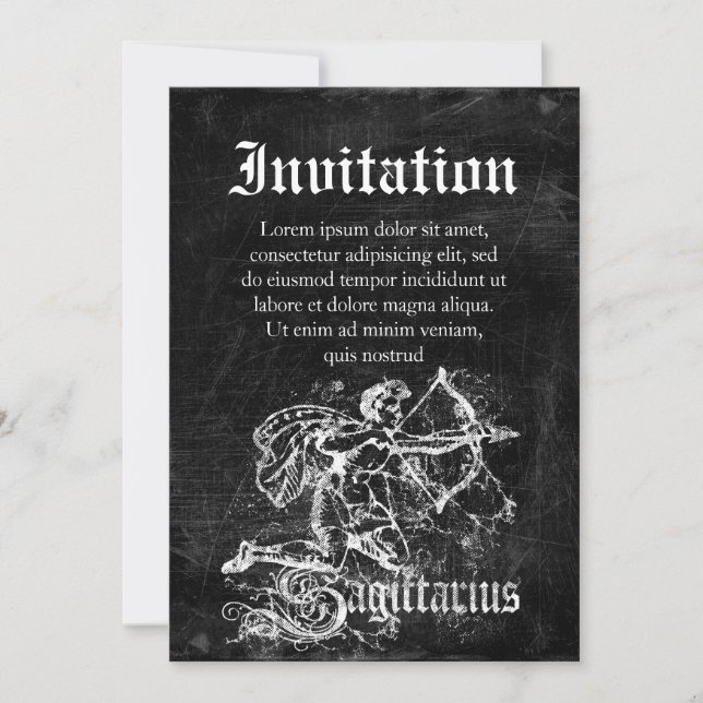 Invitation Zodiaque Sagittaire Vintage (Devant)