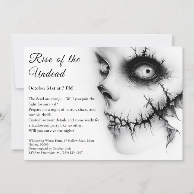 Invitation Zombie Apocalypse Halloween Undead Party Alert (Devant)