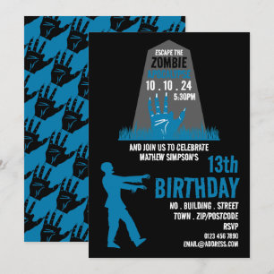 Invitation Zombie Apocalypse Thème Escape Room Anniversaire