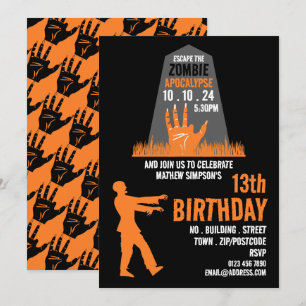 Invitation Zombie Apocalypse Thème Escape Room Anniversaire
