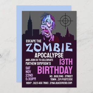Invitation Zombie Apocalypse Thème Escape Room Anniversaire