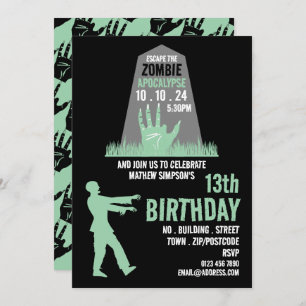 Invitation Zombie Apocalypse Thème Escape Room Anniversaire