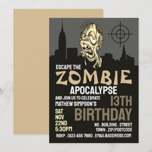 Invitation Zombie Apocalypse Thème Escape Room Anniversaire