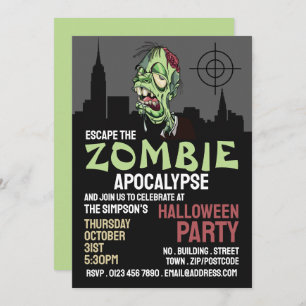 Invitation Zombie Apocalypse Thème Escape Room Halloween