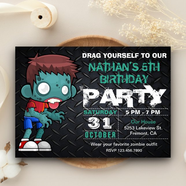 Invitation Zombie Boy Halloween Costume Anniversaire Invitati (Créateur téléchargé)