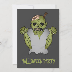 Invitation Zombie de dessin animé effrayant sur une fête d'Ha