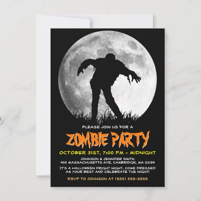 Invitation Zombie lève la Pleine lune du parti Apocalypse Hal (Devant)
