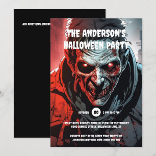 Invitation Zombie monstre halloween fête d'anniversaire adult