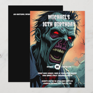 Invitation Zombie visage monstre d'art comique adultes éffray