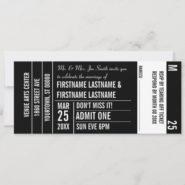 Invitation Zone de billet blanche Party (Devant)